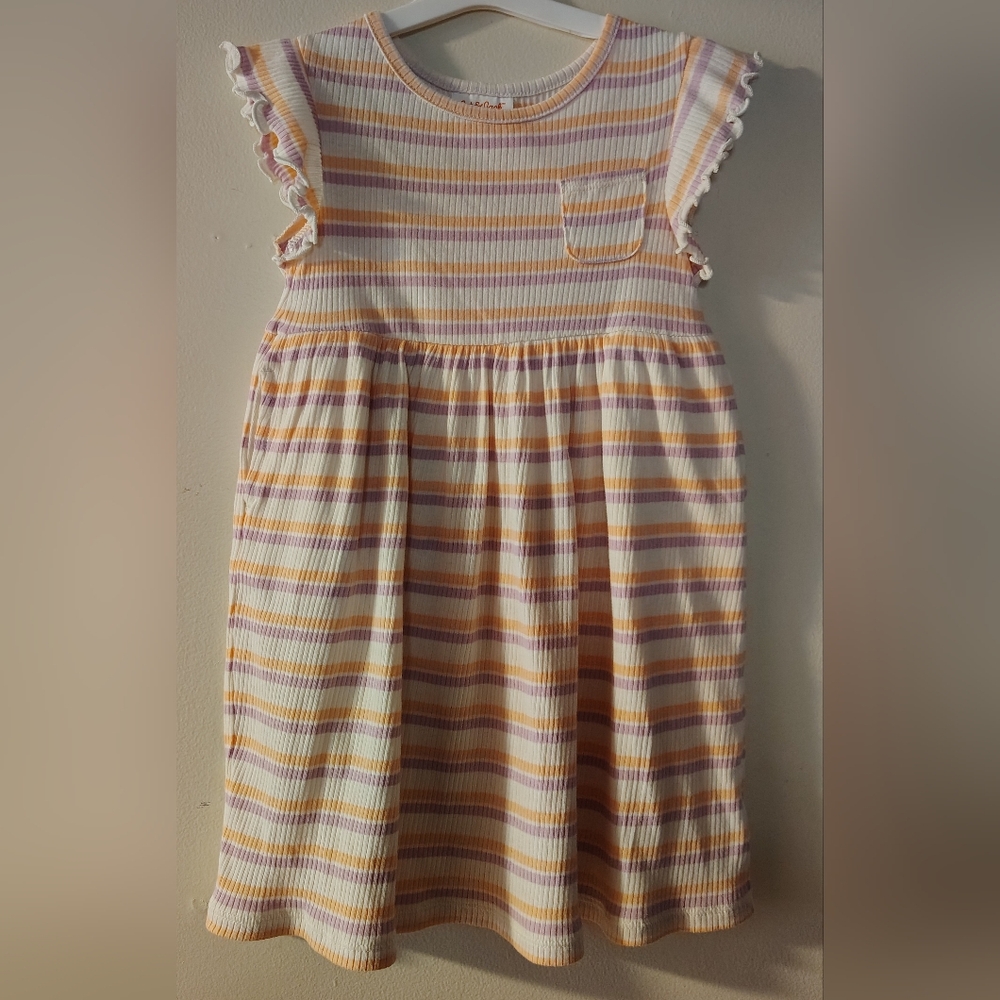 (2) NWT 5T Beautiful Dresses Strips & Plain. 🩷🩷 - Picture 3 of 5